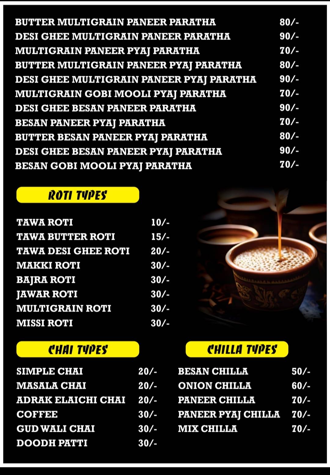 Paratha Junction menu
