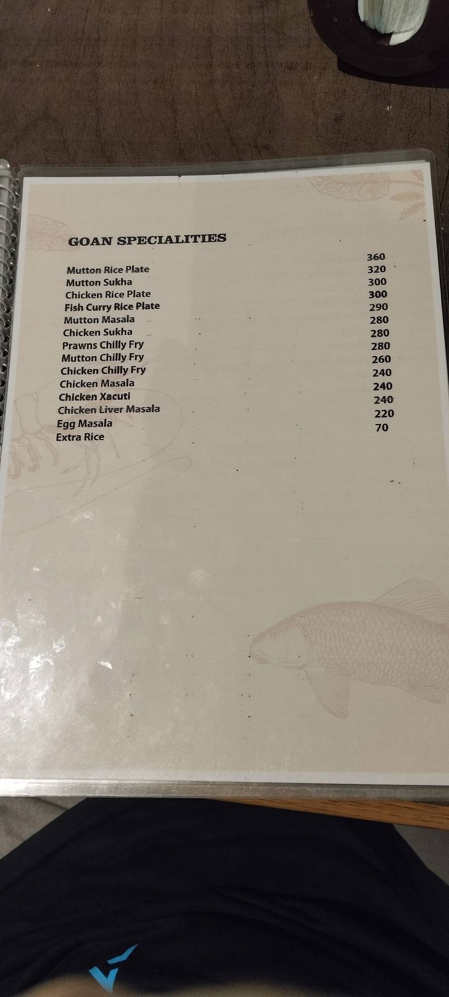 Hotel Ashoka menu