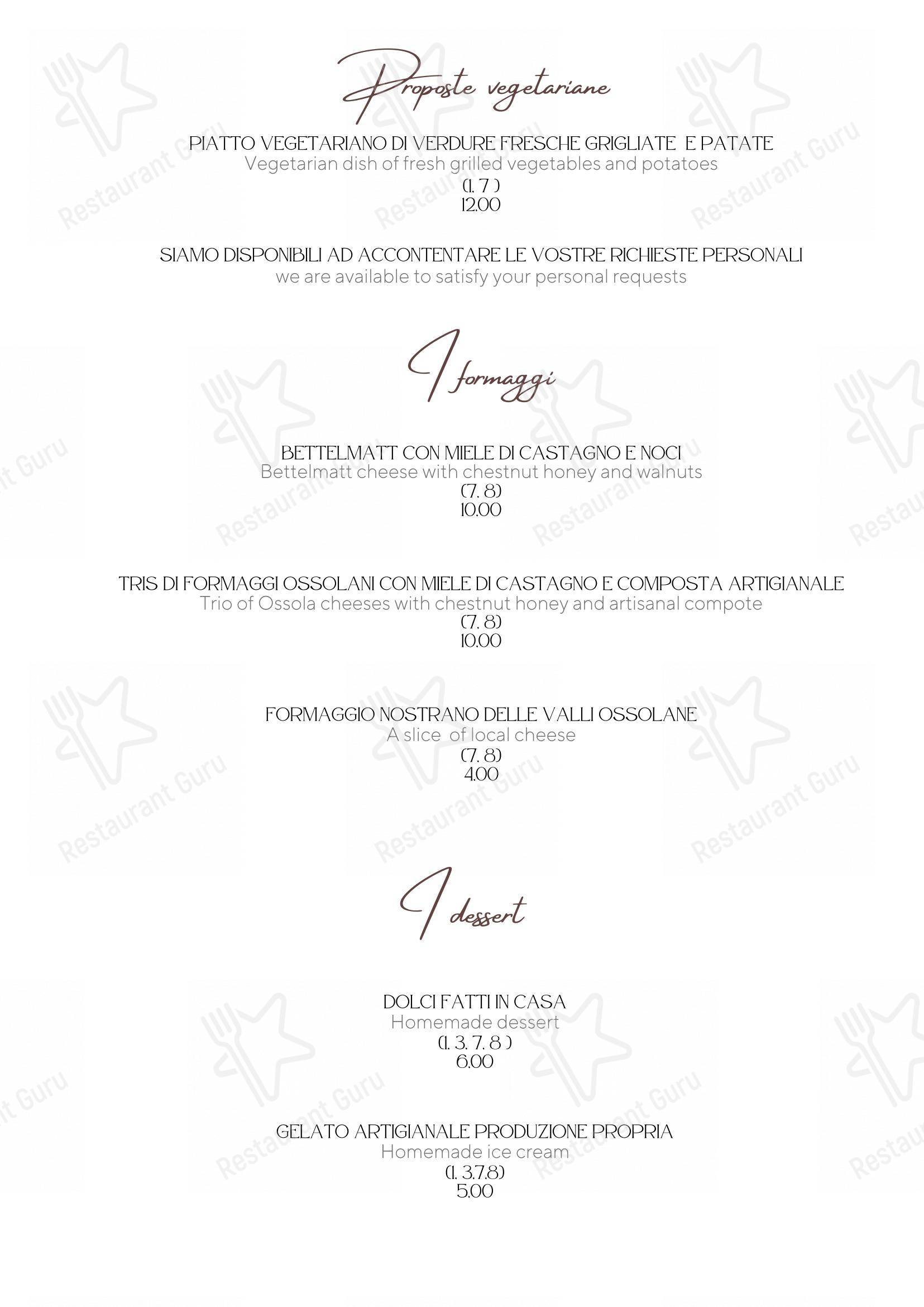 Основное меню per Albergo Ristorante Edelweiss - Larespa in Crodo