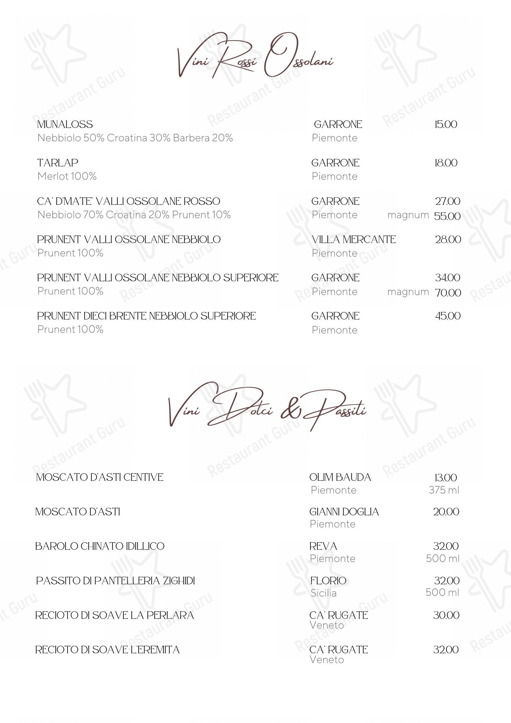 Коктейльная карта per Albergo Ristorante Edelweiss - Larespa ristorante