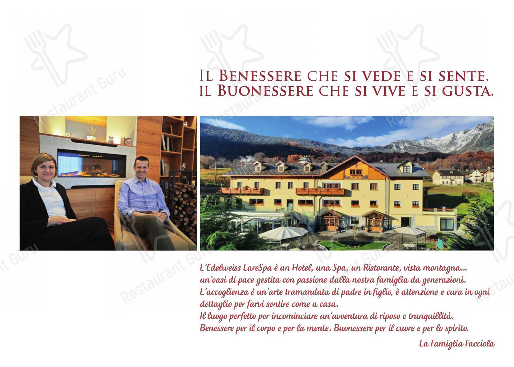 菜单 per Albergo Ristorante Edelweiss - Larespa ristorante