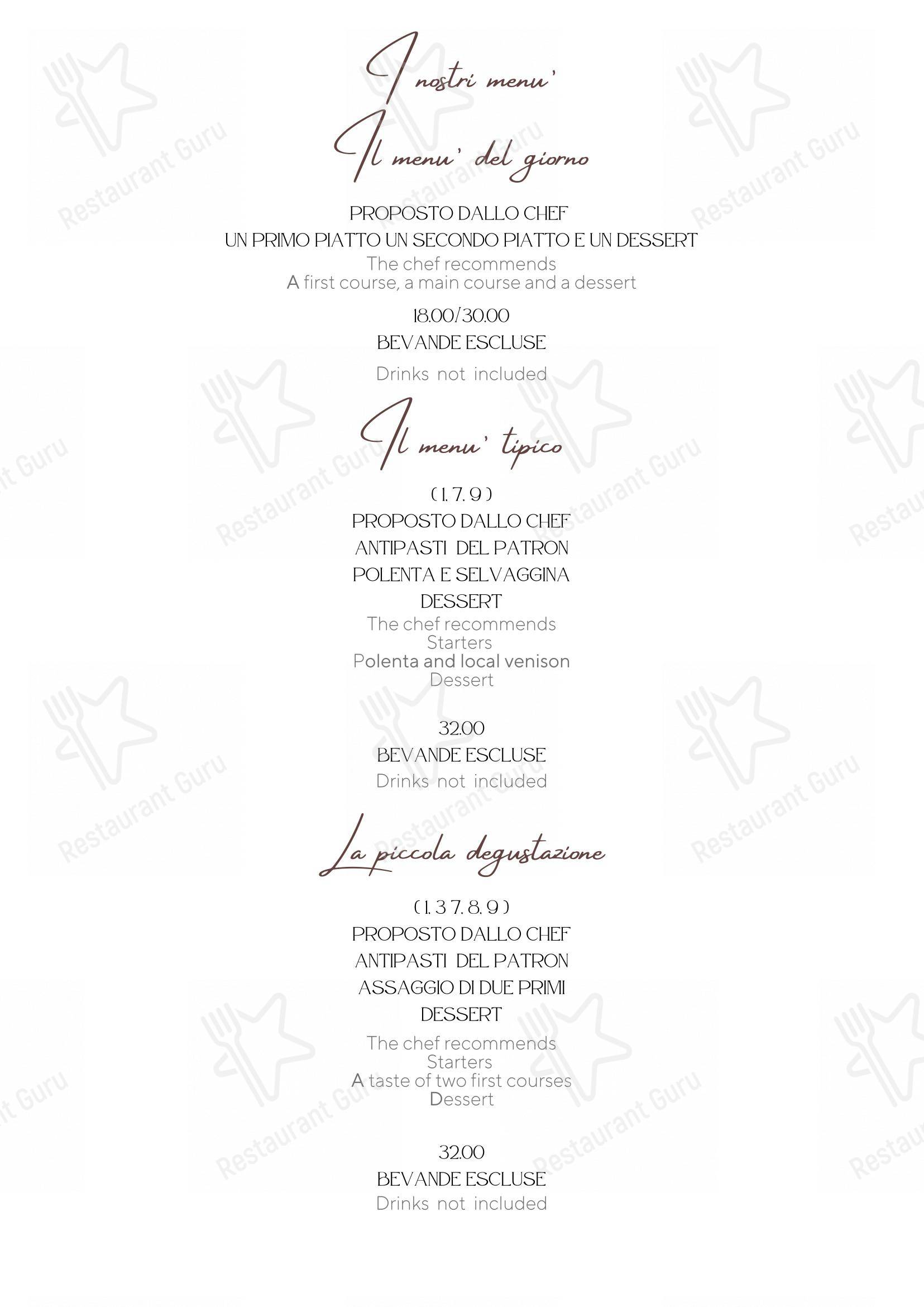 Menu di Albergo Ristorante Edelweiss - Larespa - Основное меню