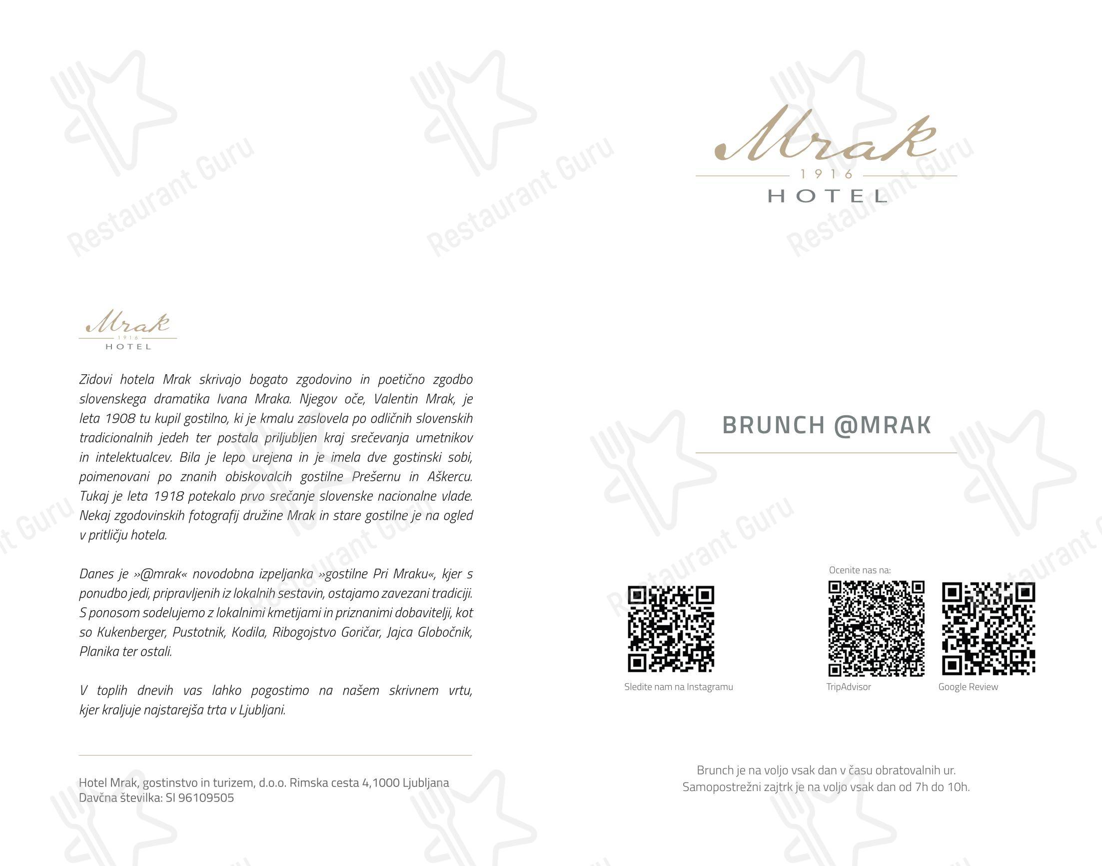 Menu per Hotel Mrak in Lubiana