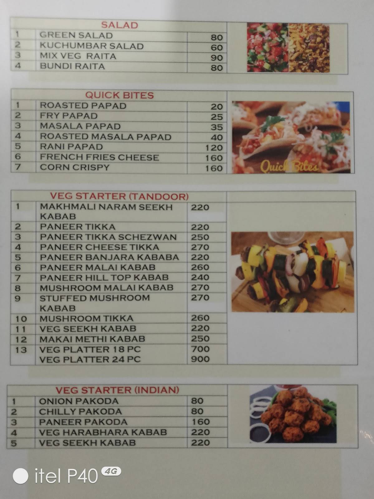 Hotel Rajhans Family Rooftop Restaurant menu