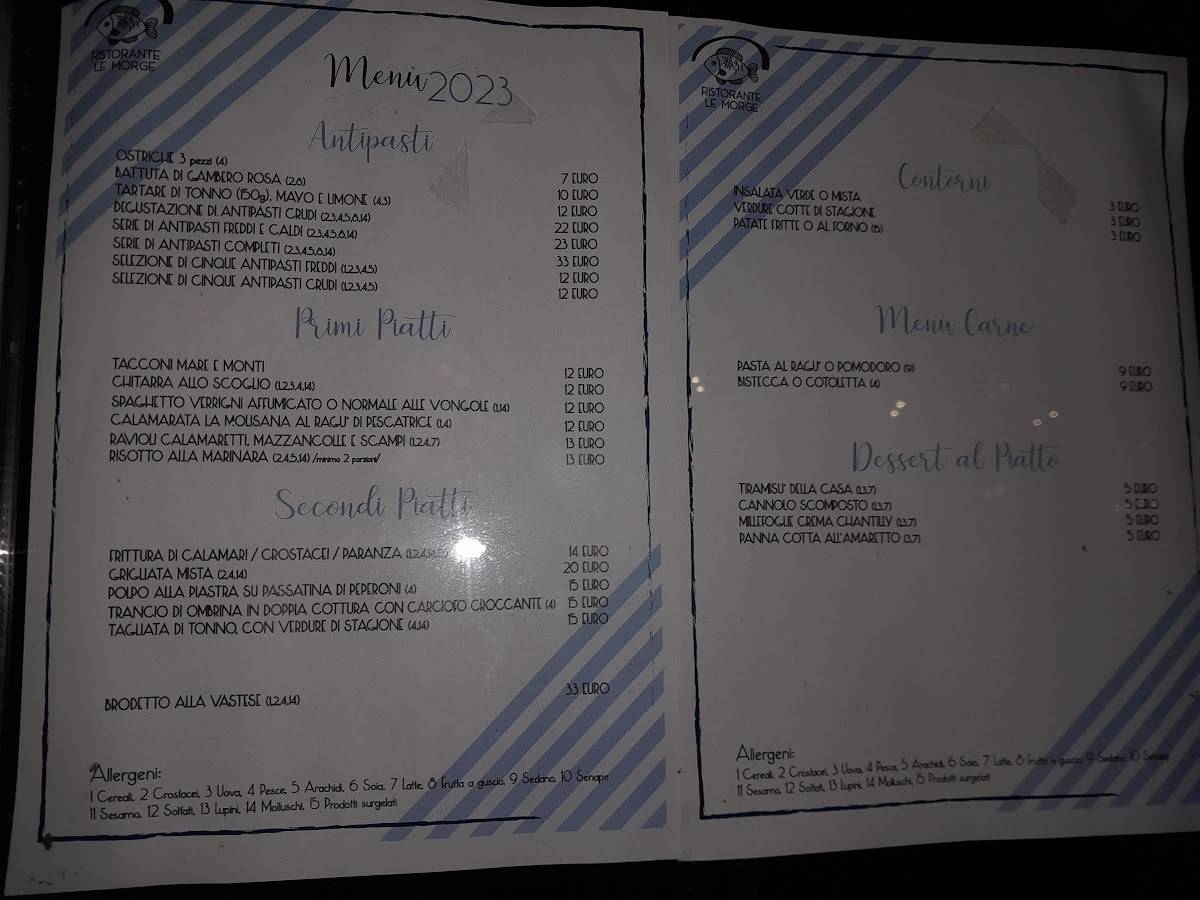 Menu di Hotel Ristorante Le Morge 