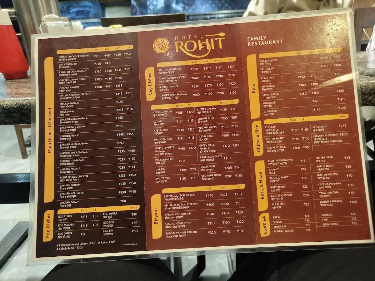 Hotel Rohit {Family Restaurant} menu