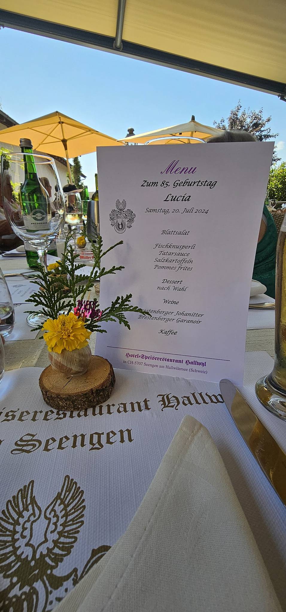 Menu di Hotel-Speiserestaurant Hallwyl AG 