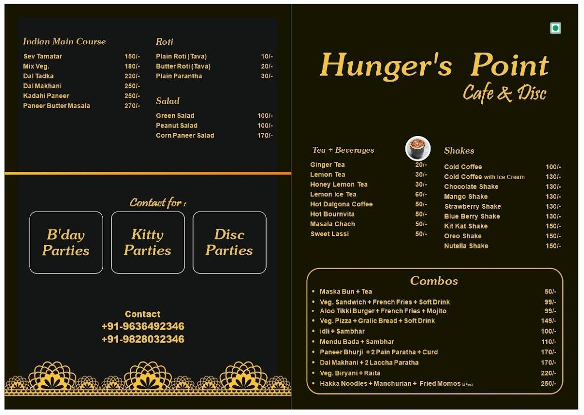 Hungers Point menu