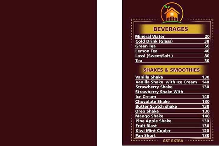 Hut Garden Family restaurant menu