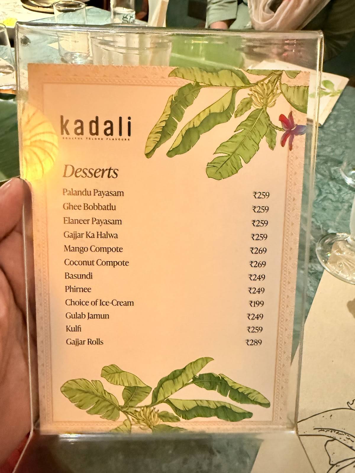 Kadali Kitchen menu