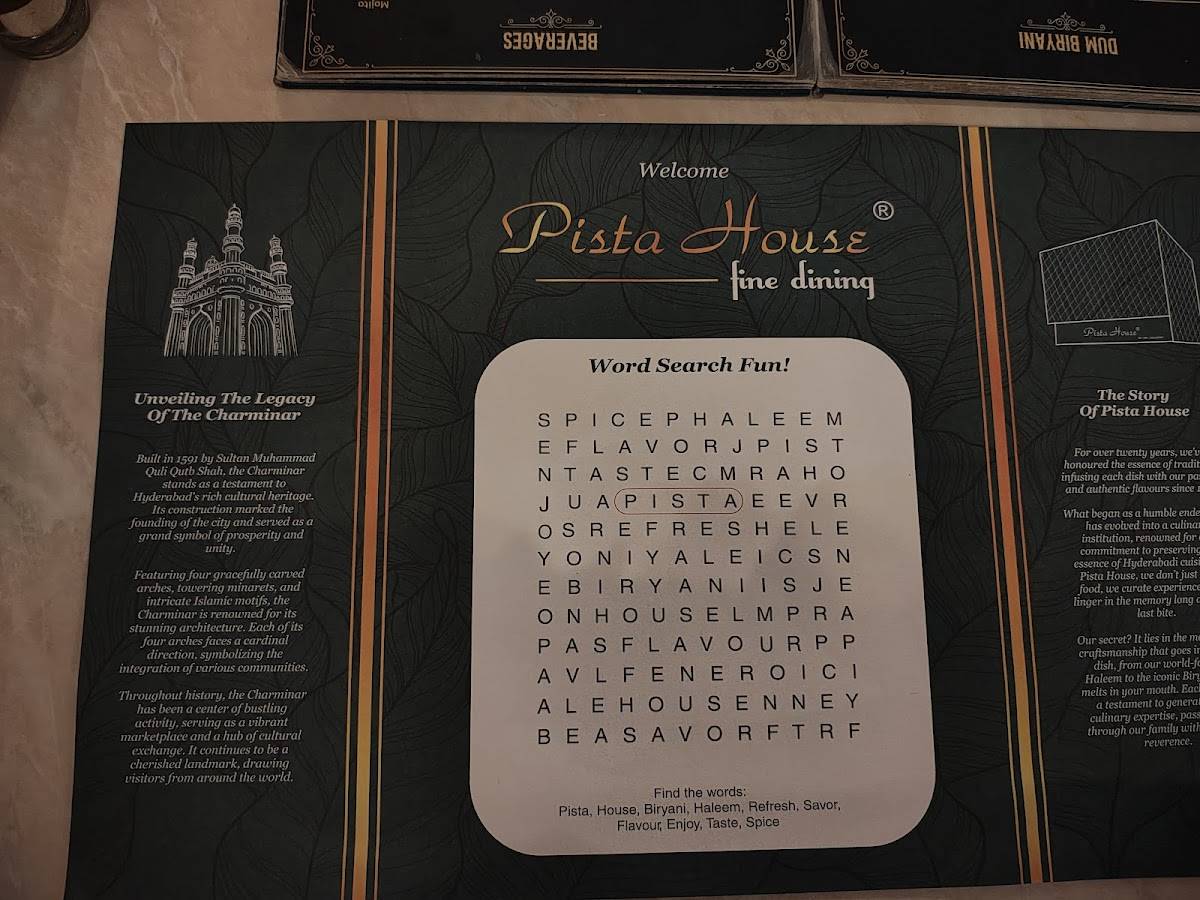 Pista House Fine Dining menu