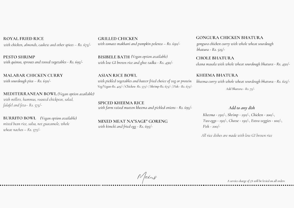 SAGE Farm Cafe menu