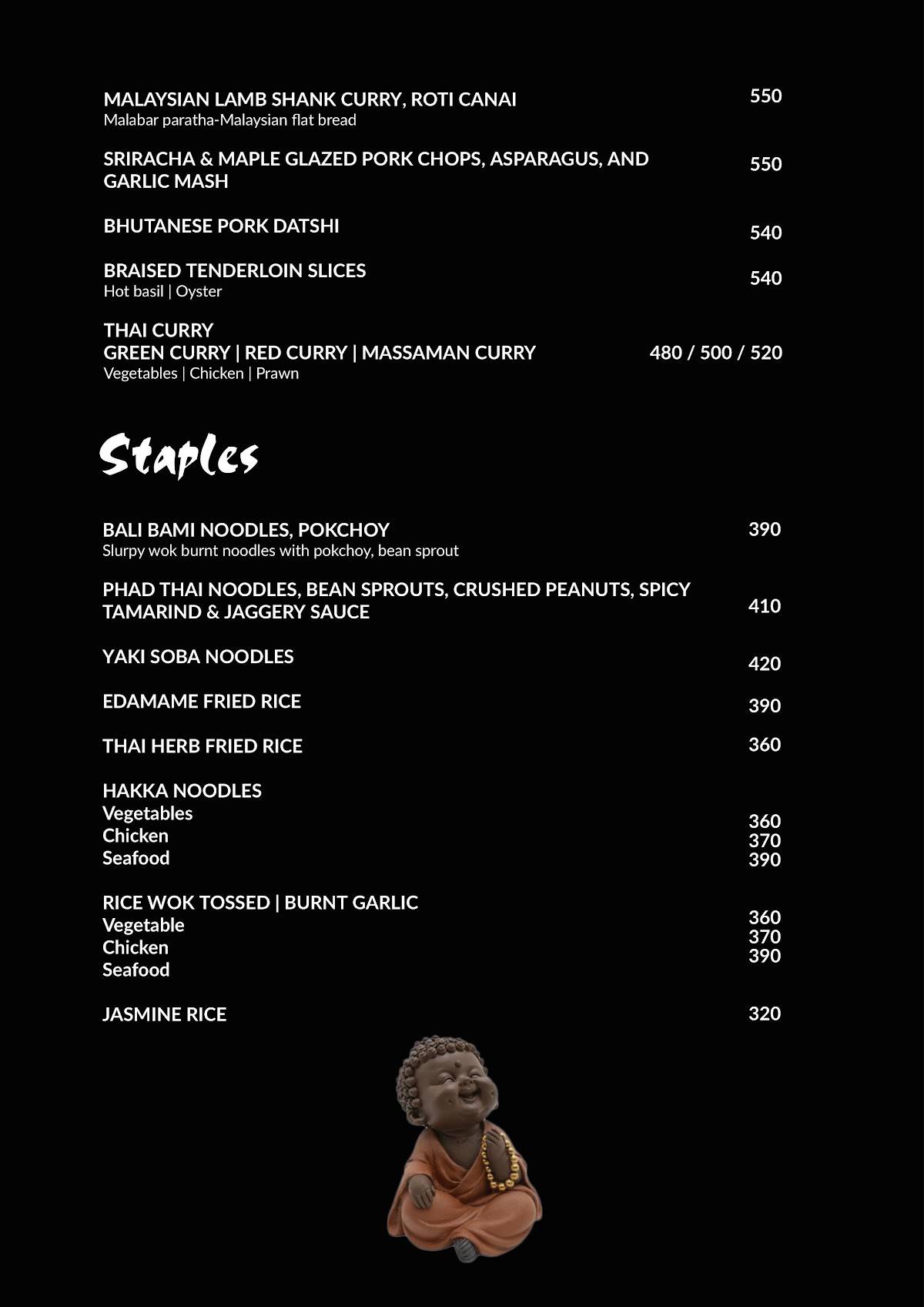 The Red Ginger menu