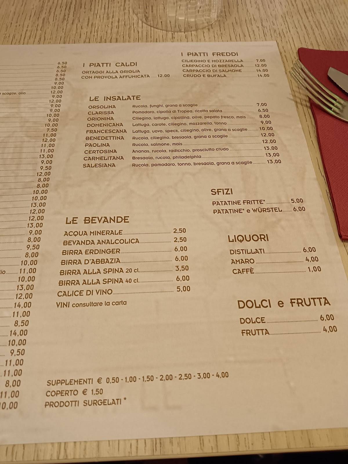 Menu di I Frati 