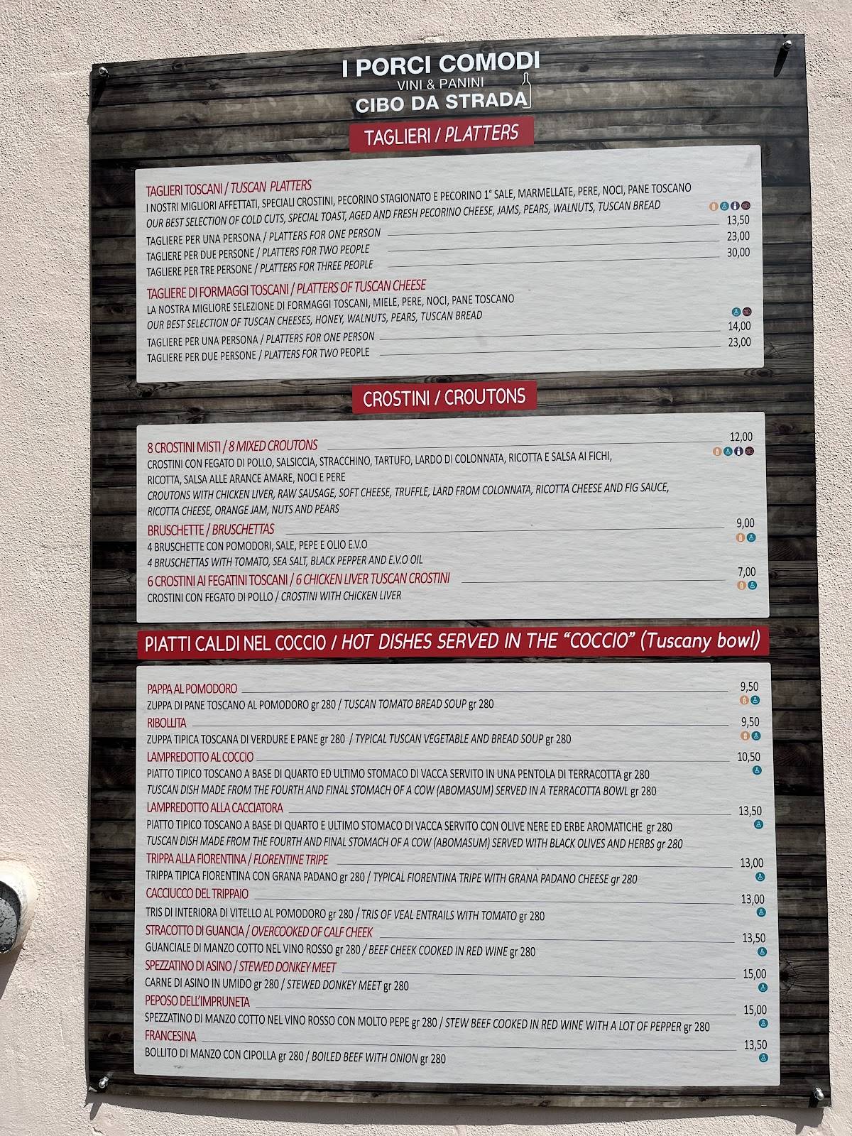 Menu di I Porci Comodi 