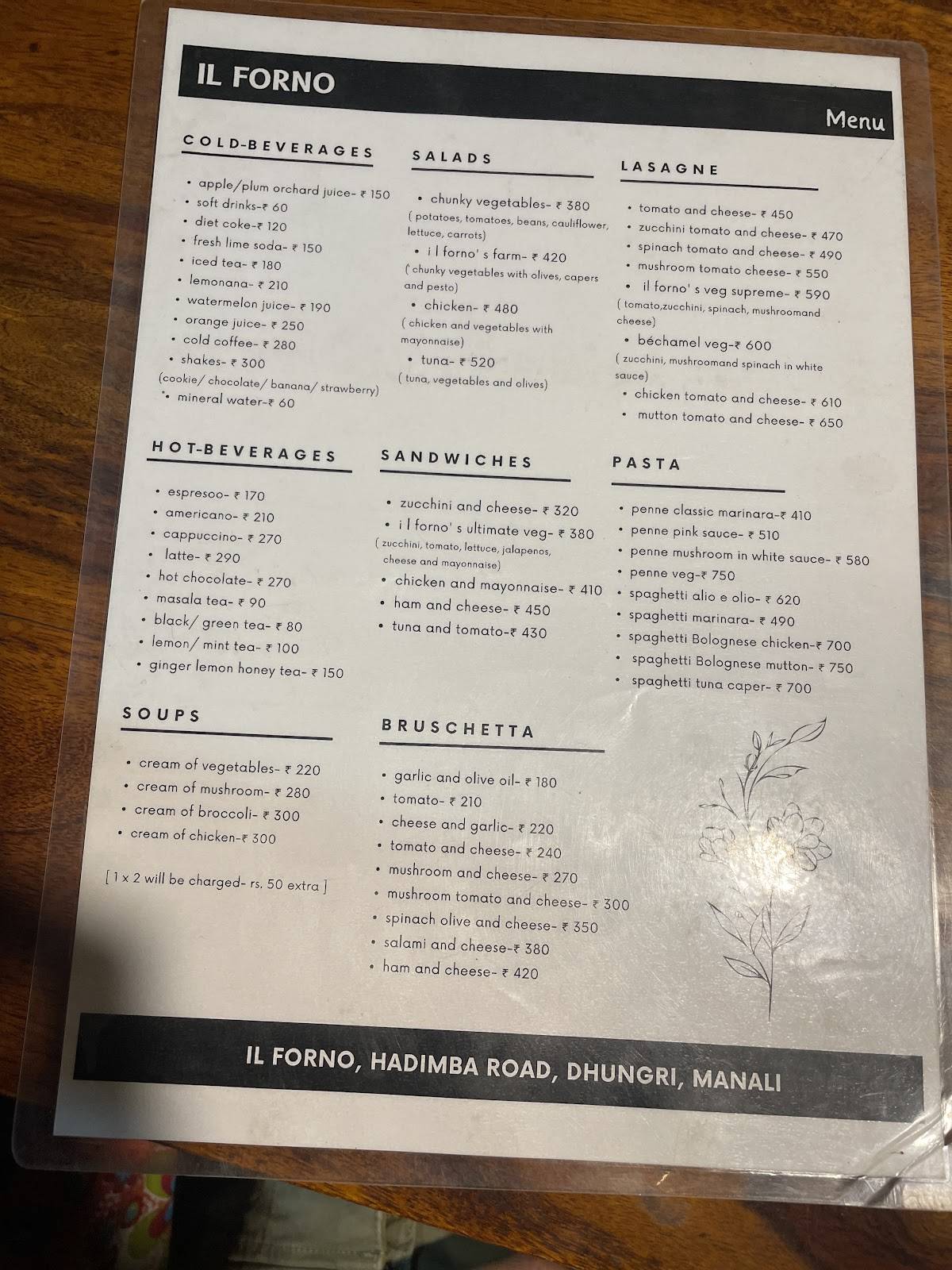 IL Forno menu