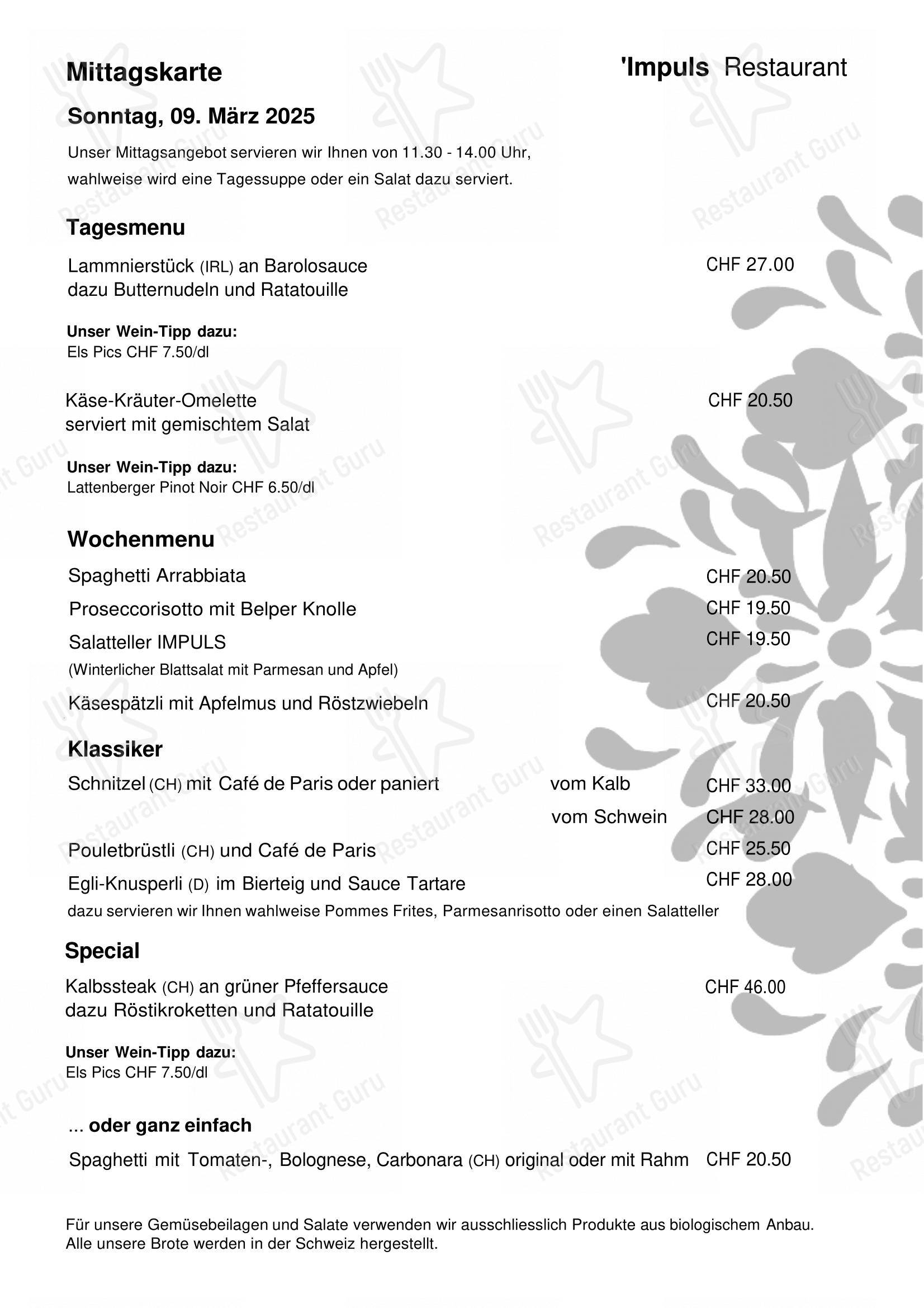 Menu di IMPULS - Restaurant - Takeaway Menu