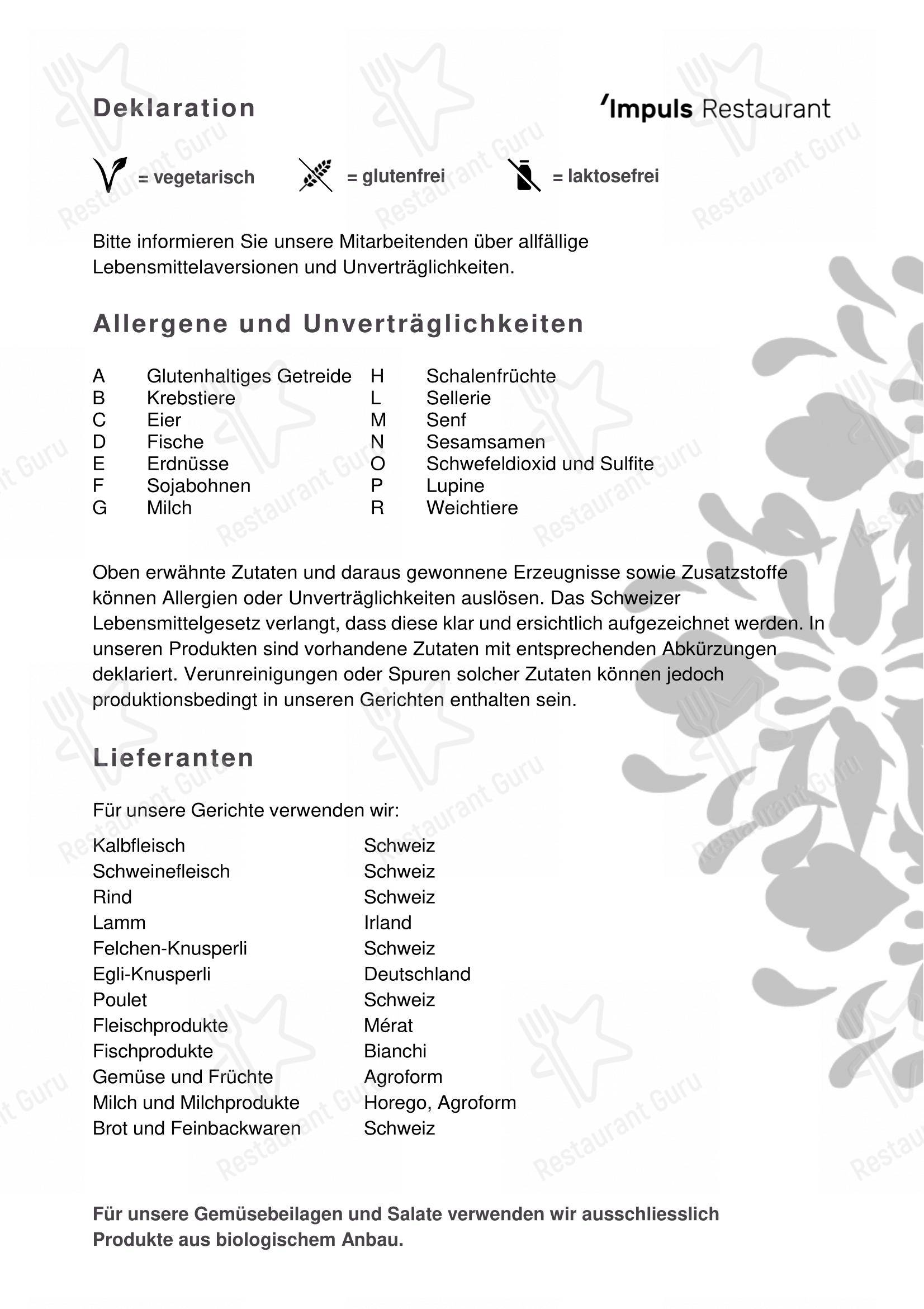 Menu di IMPULS - Restaurant - Breakfast Menu