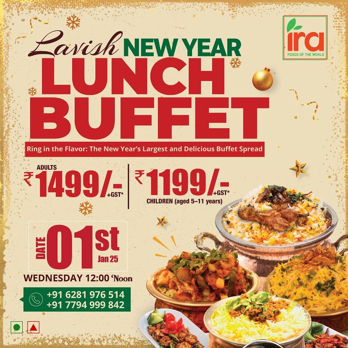Menu at IRA, Nellore