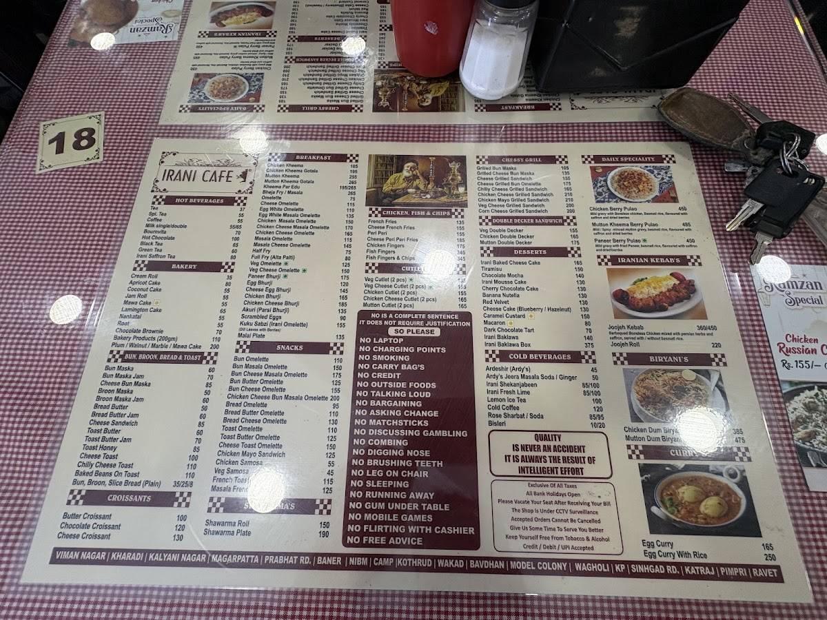 IRANI CAFE - PIMPRI menu