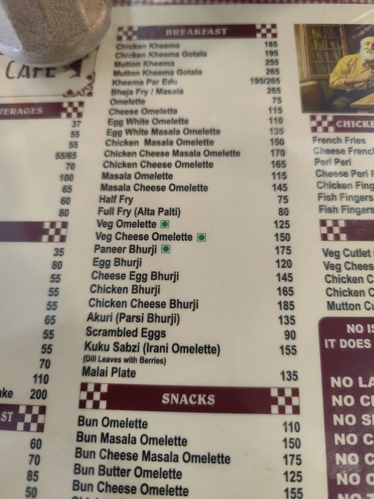 IRANI CAFE - PIMPRI menu