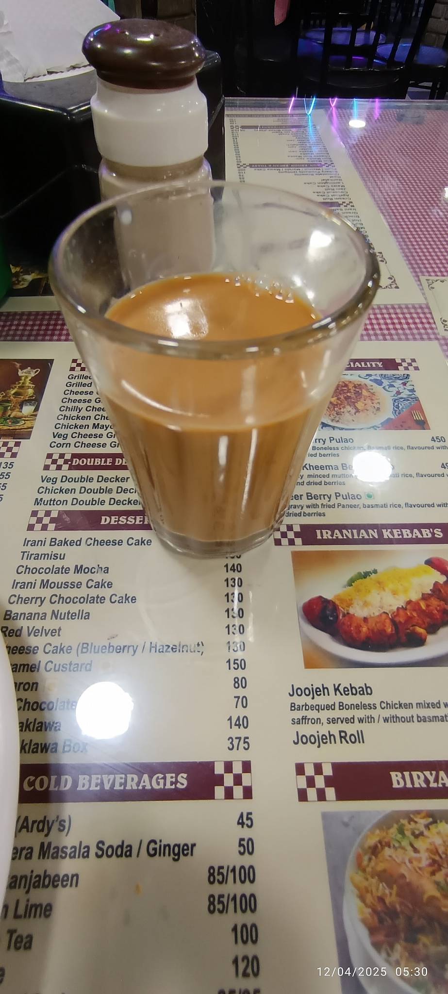 IRANI CAFE - PIMPRI menu