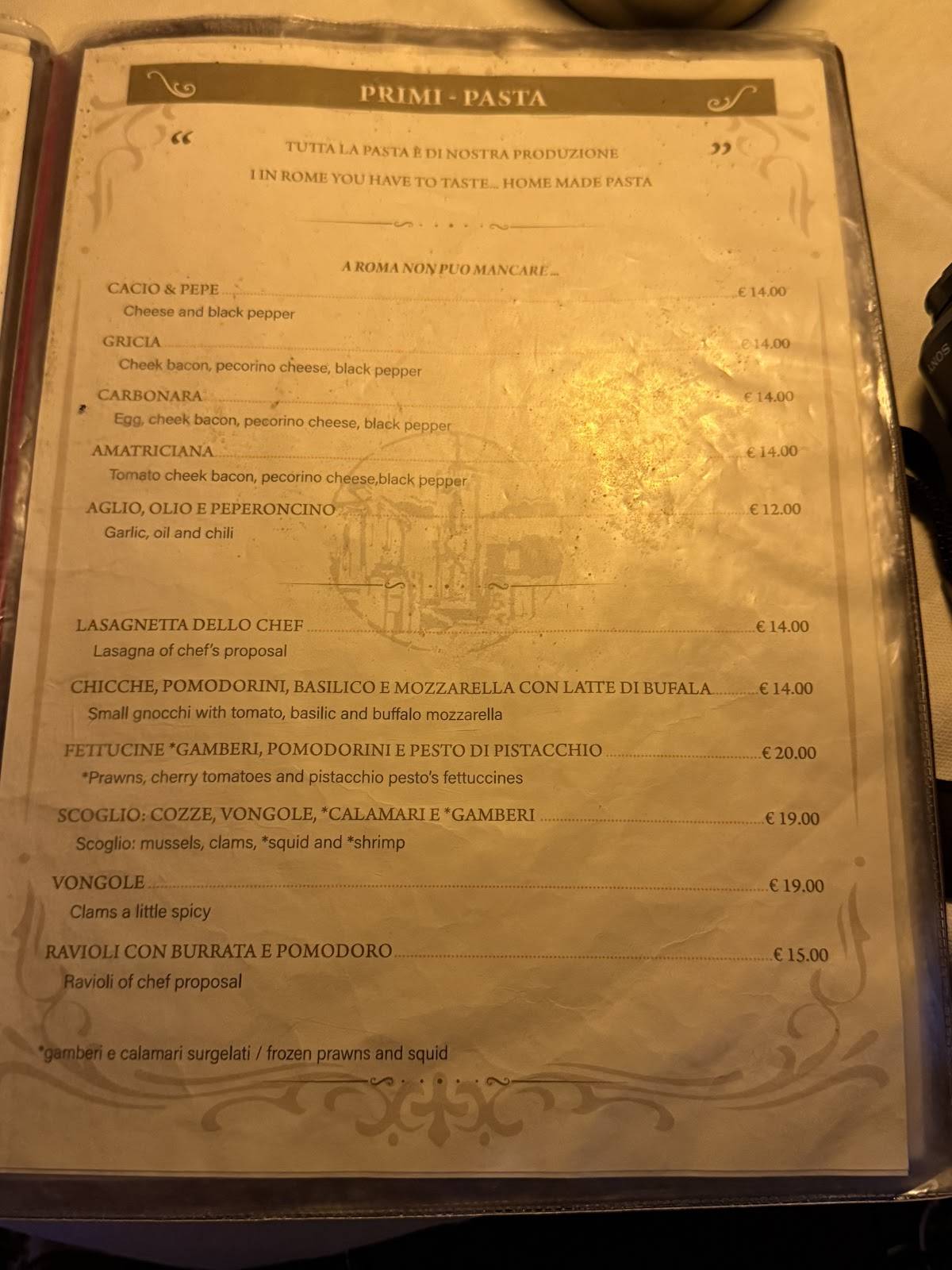 Menu di Ristorante Iari The Vino 
