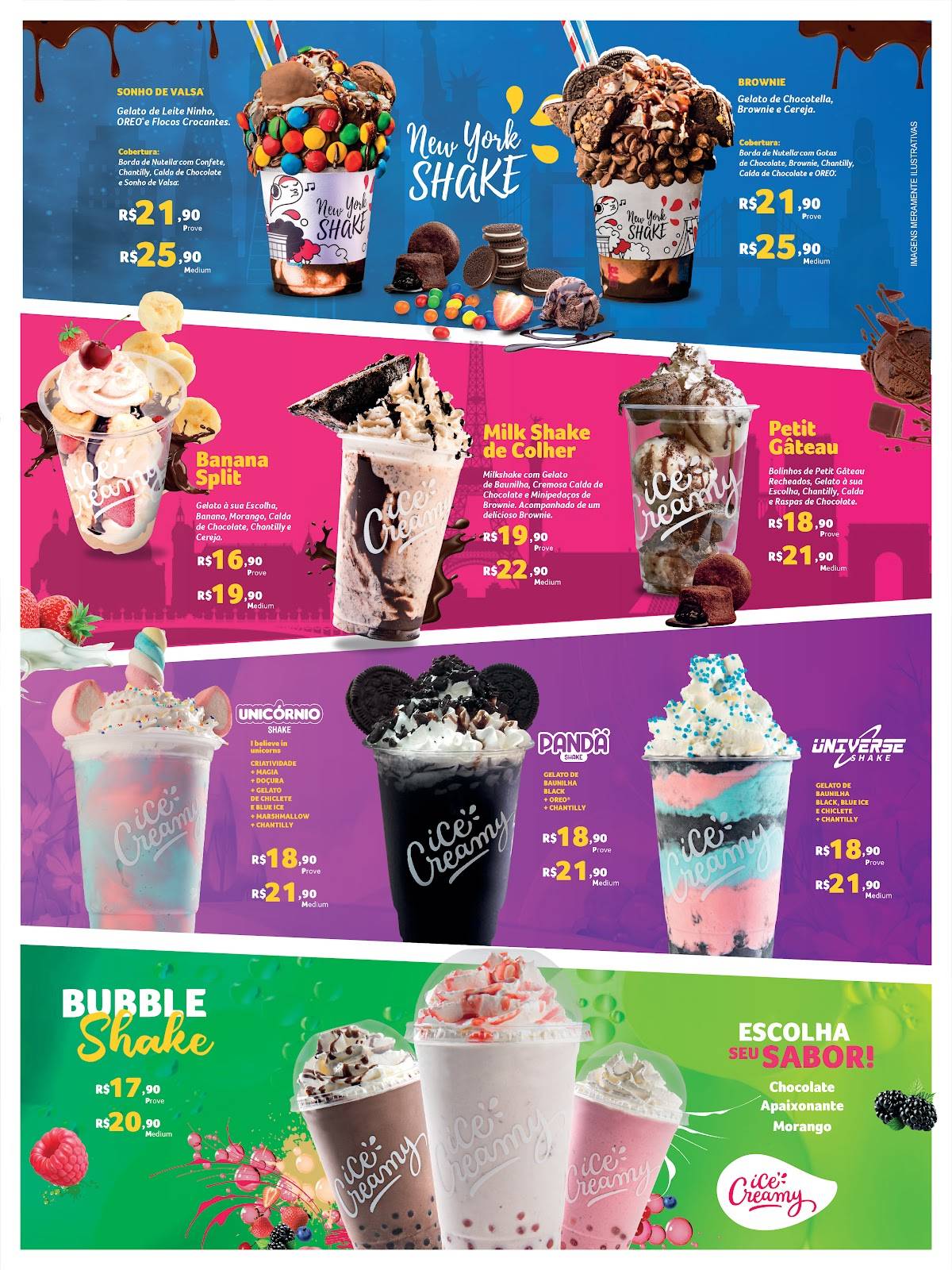 Ice Creamy cardápio