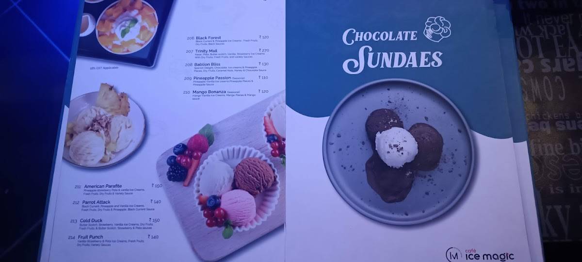 Ice Magic menu