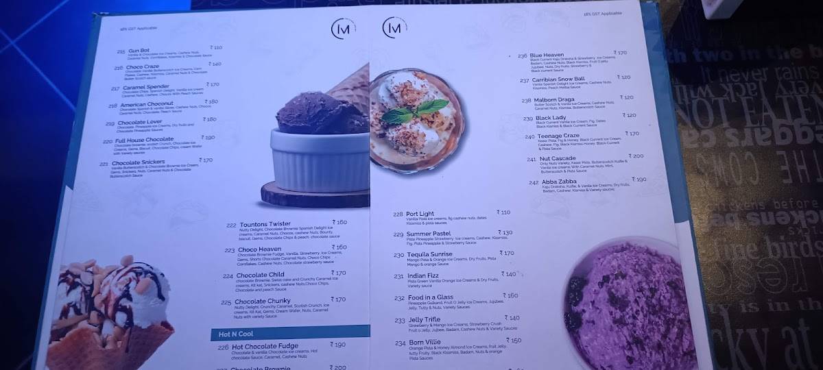 Ice Magic menu