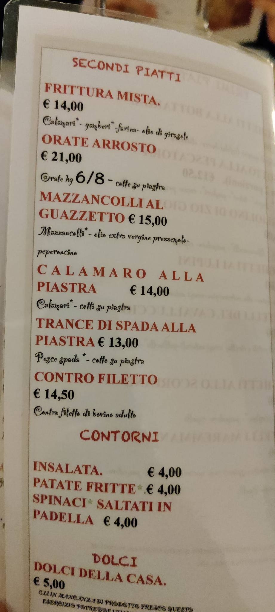 Menu di Il Cavalluccio Marino 