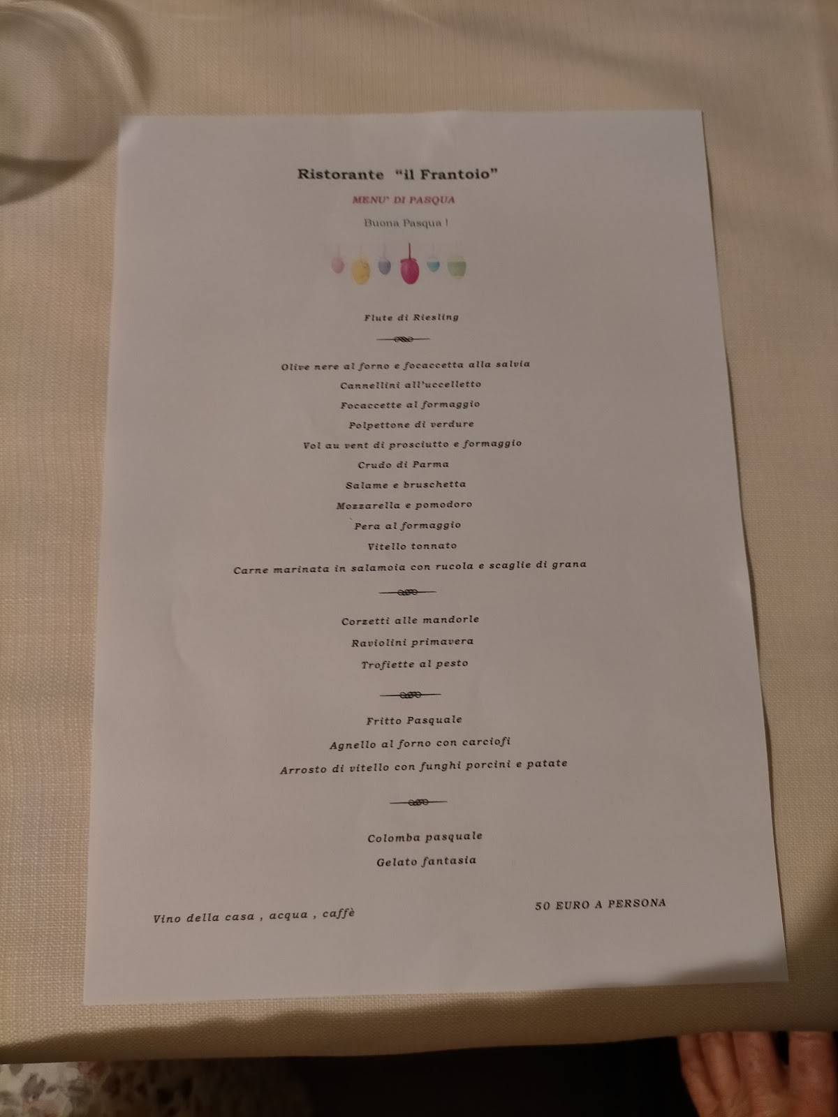 Menu di Ristorante Il Frantoio 