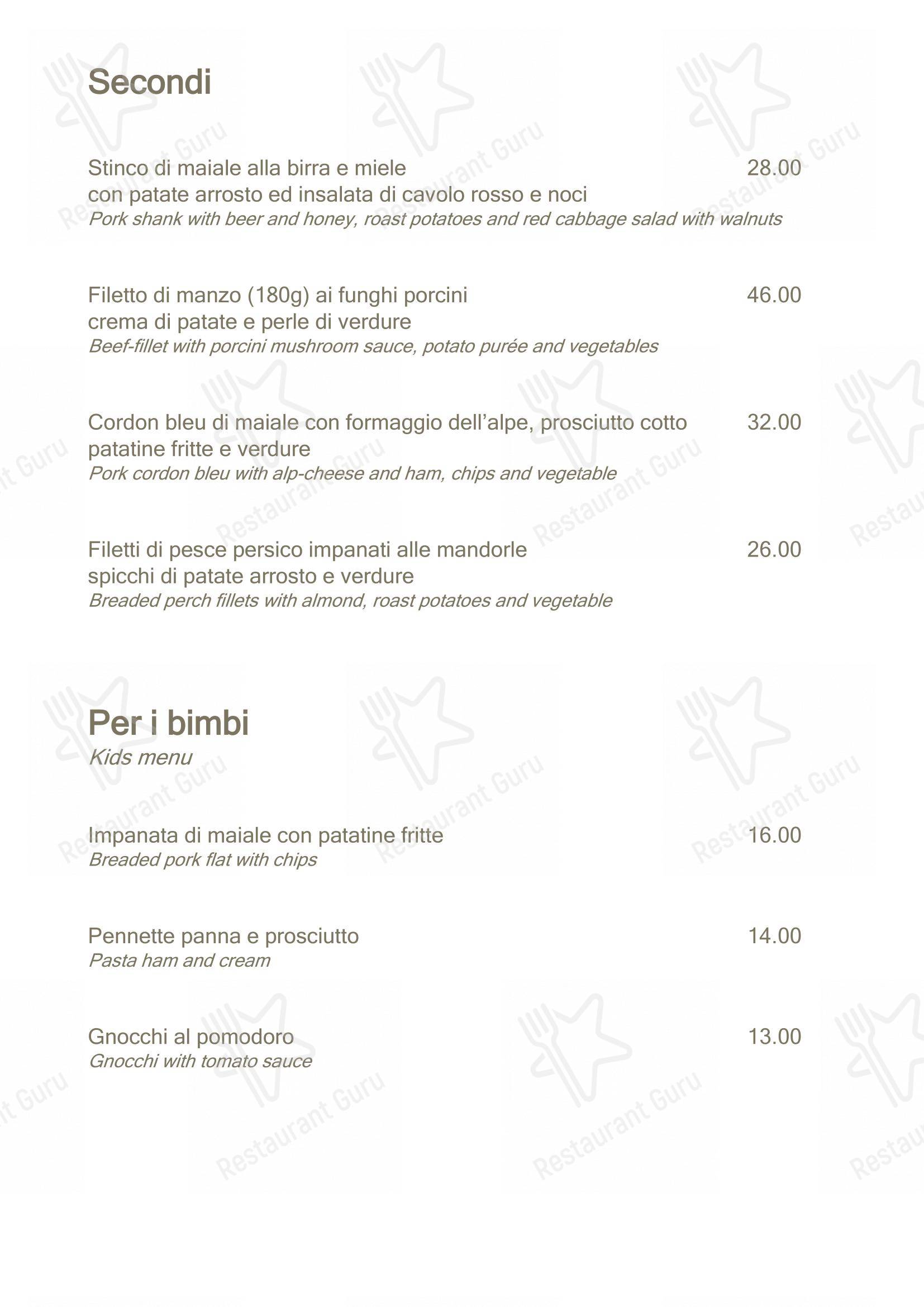 Menu per Il Larice Punto d'incontro ristorante