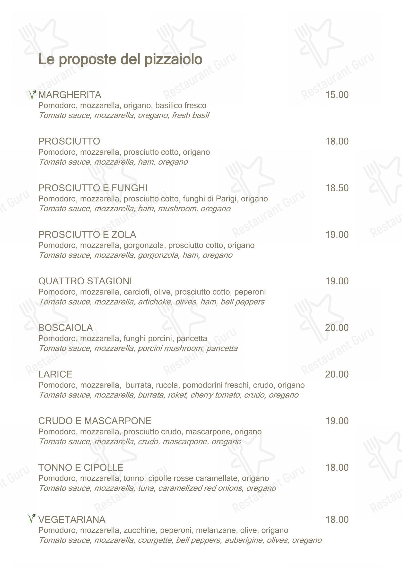Menu di Il Larice Punto d'incontro - Menu