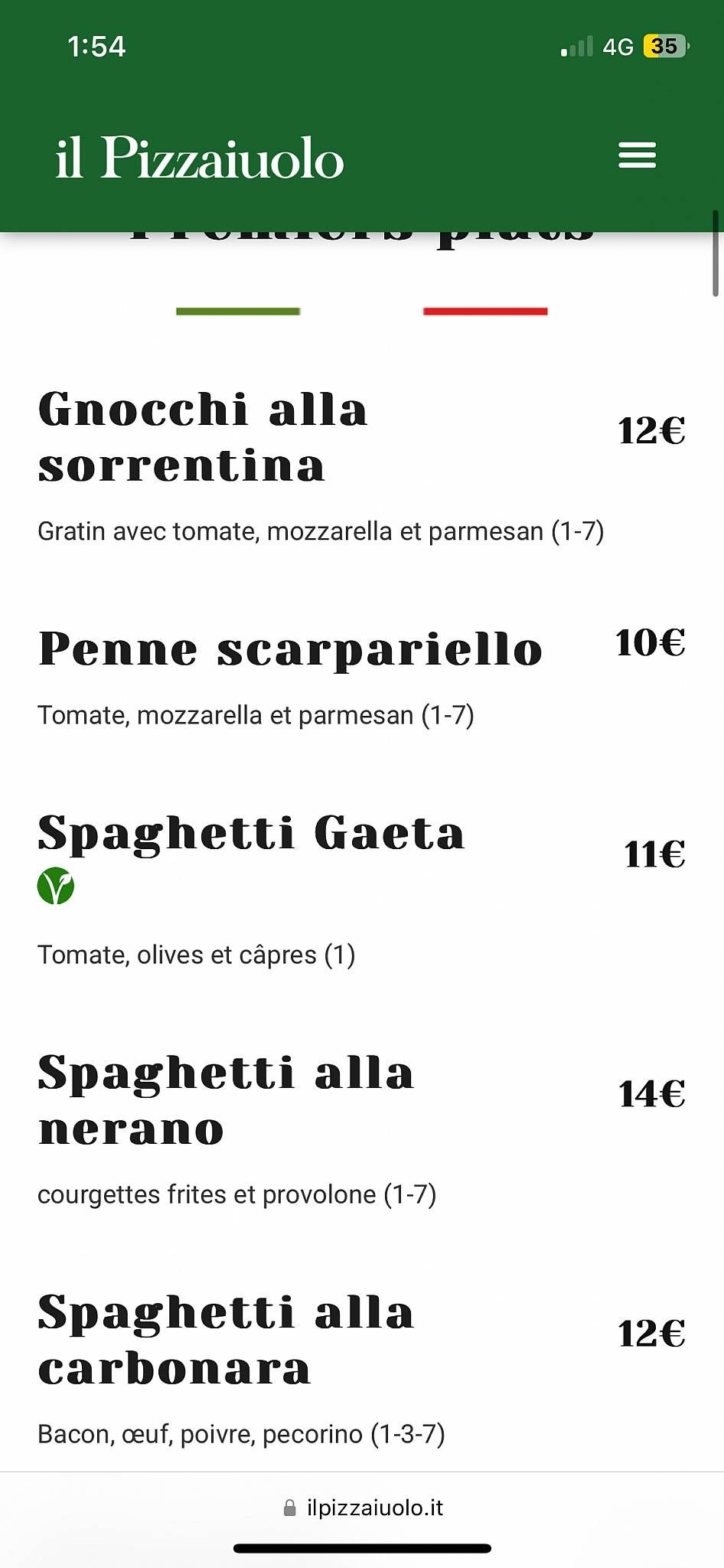 Menu di Il Pizzaiuolo 