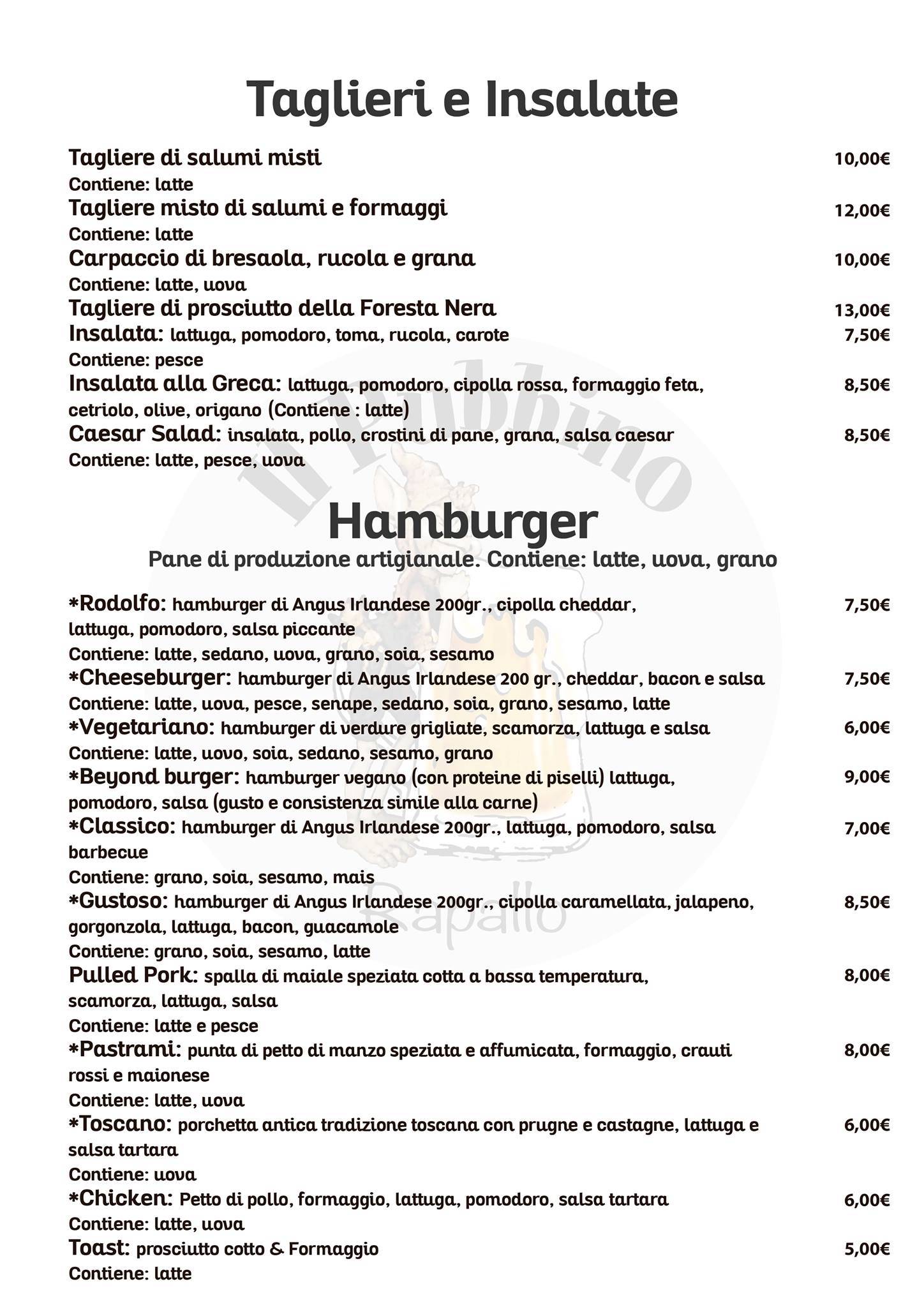 Menu di Il Pubbino 