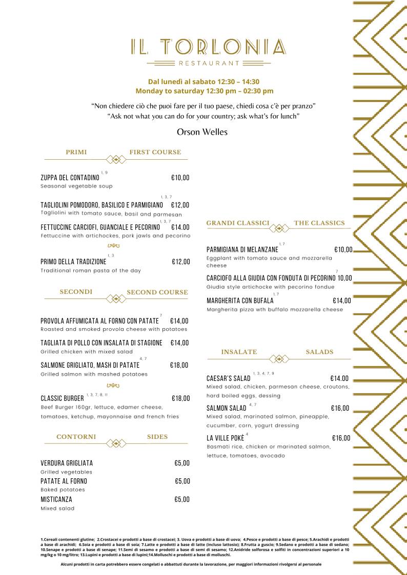 Menu di Il Torlonia 