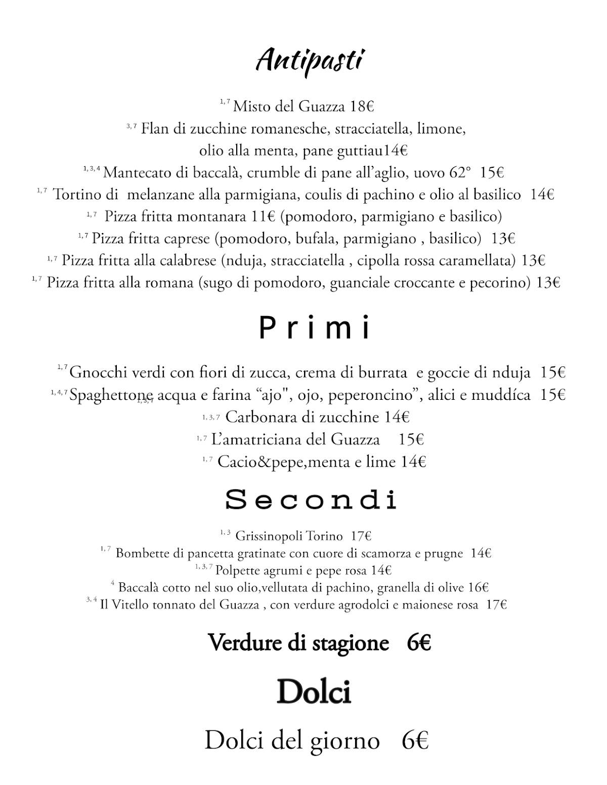 Menu di Il guazzabuglio 