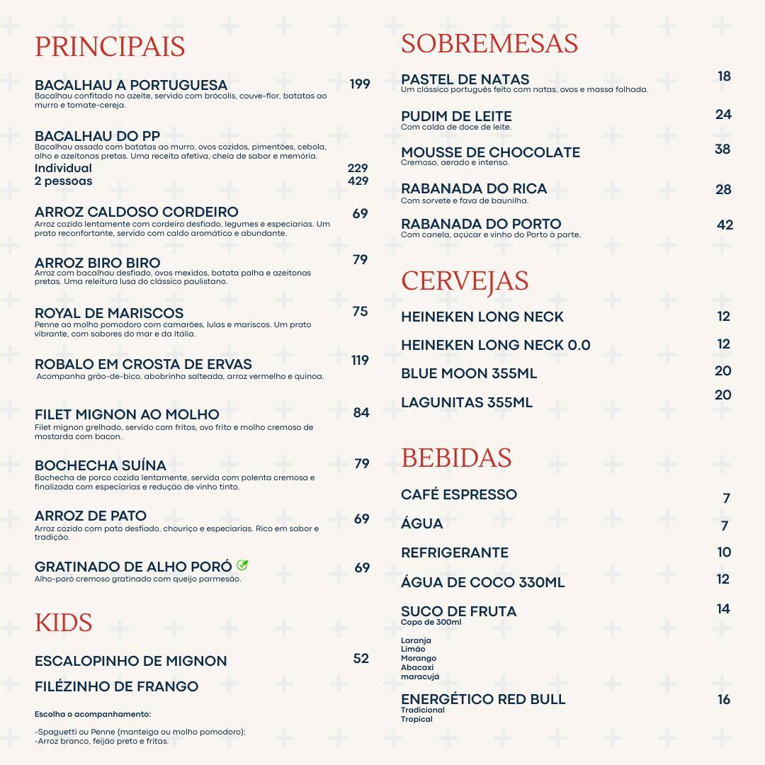Rica Cozinha Portuguesa cardápio