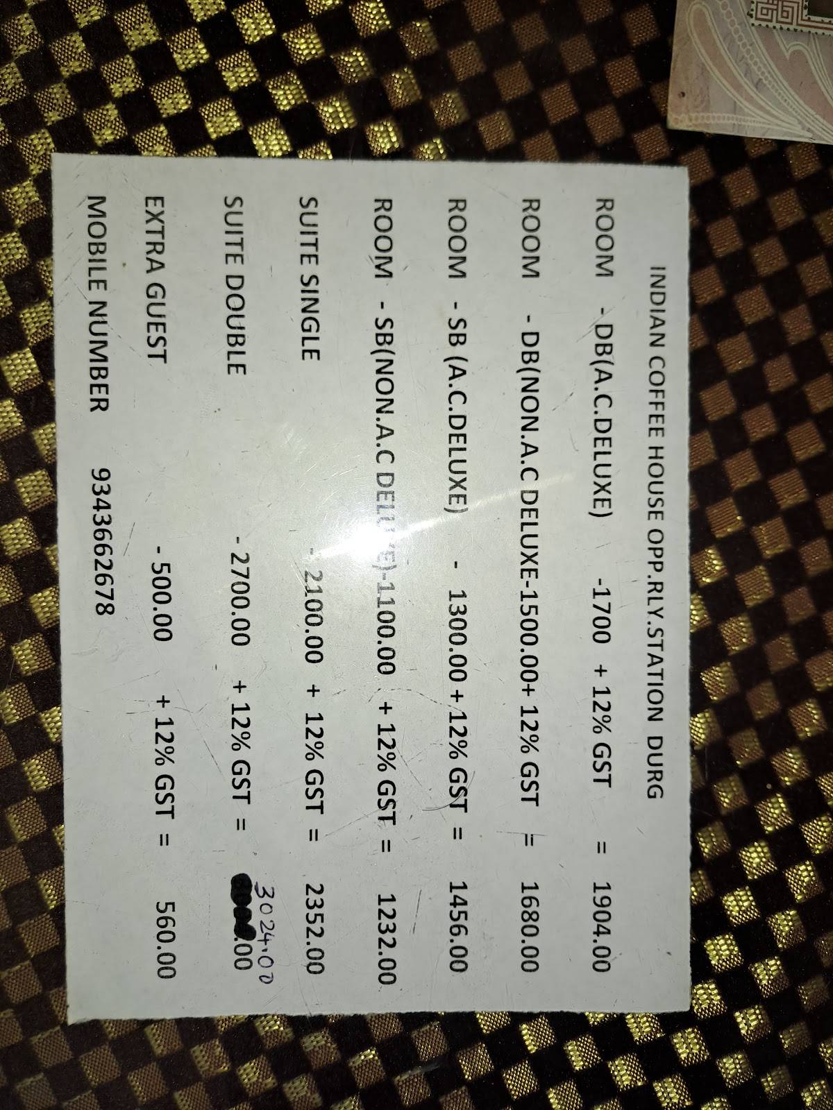 Indian Coffee House menu