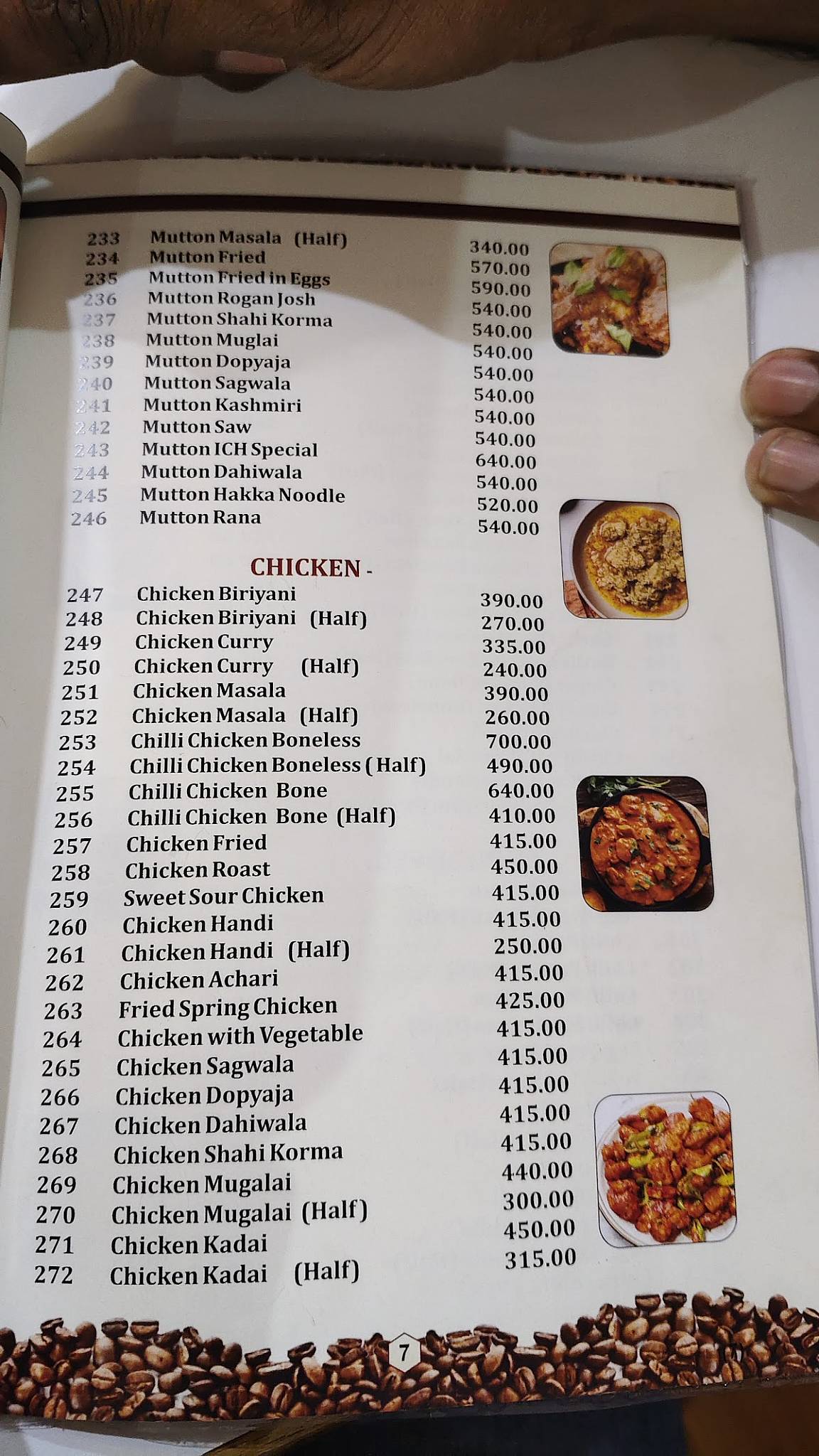 Indian Coffee House menu
