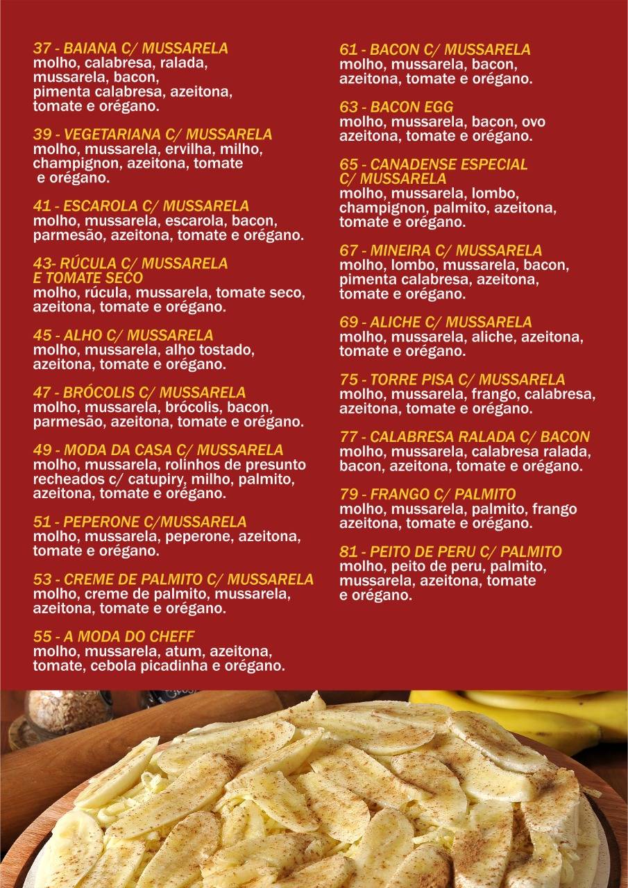 Integração Pizzas Pré Assada cardápio