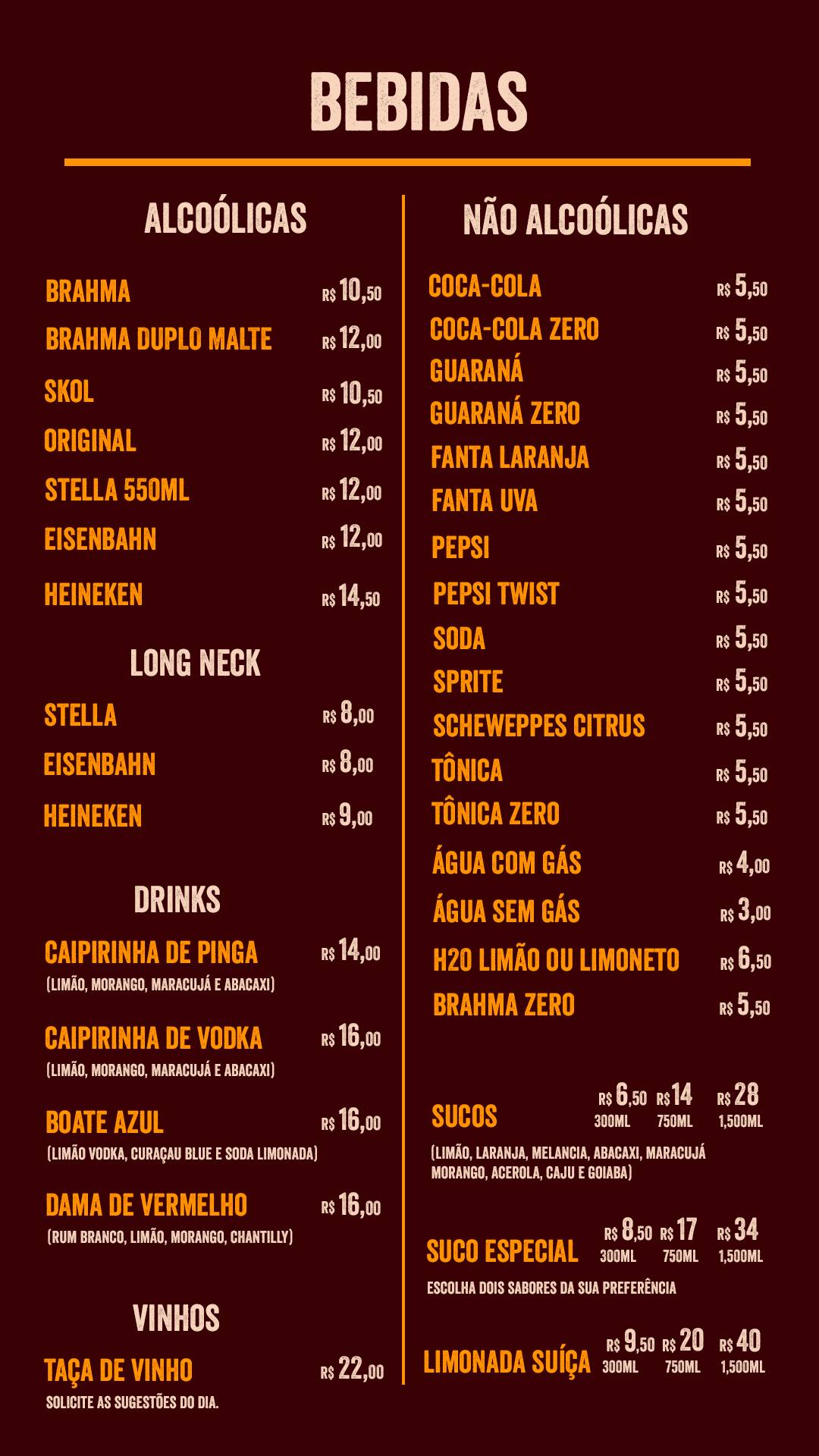 Toca do Caboclo cardápio