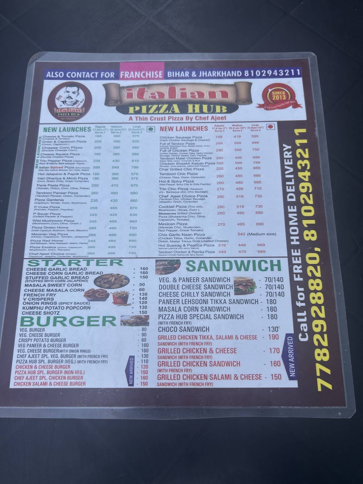 Italian Pizza Hub menu