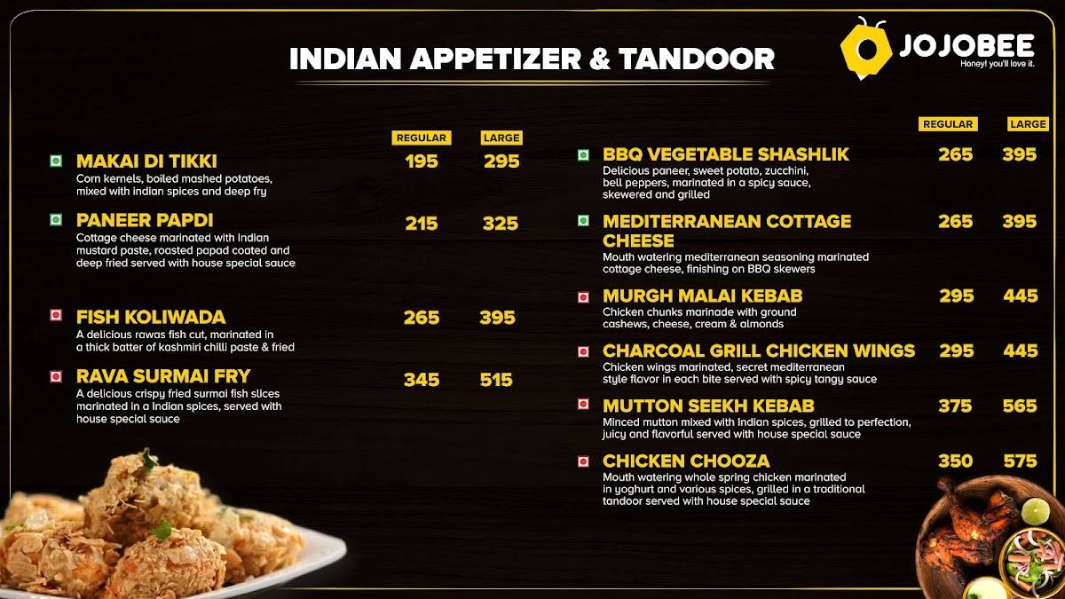 JOJOBEE JUHU menu