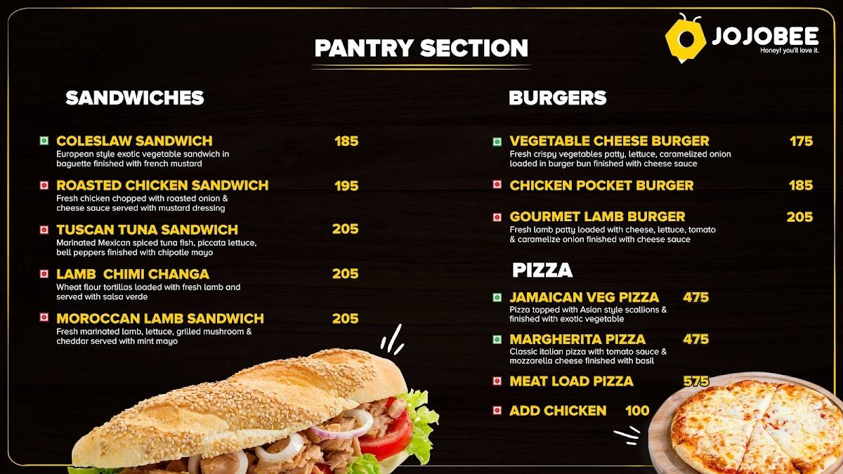 JOJOBEE JUHU menu