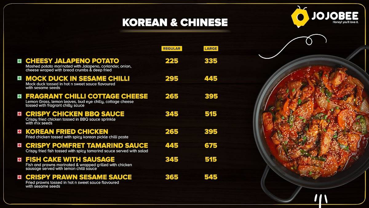 JOJOBEE JUHU menu
