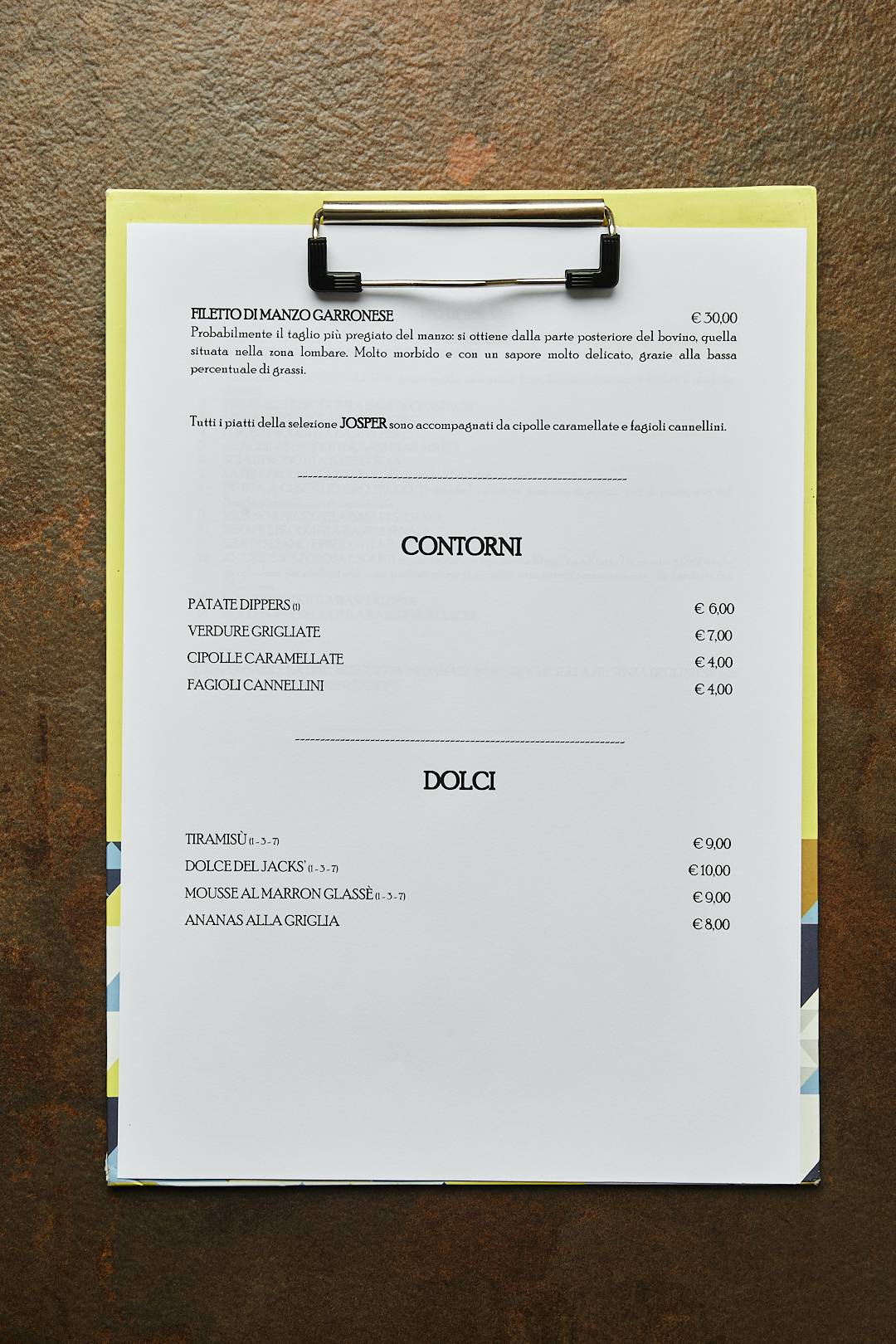 Menu di Jack's Braceria 