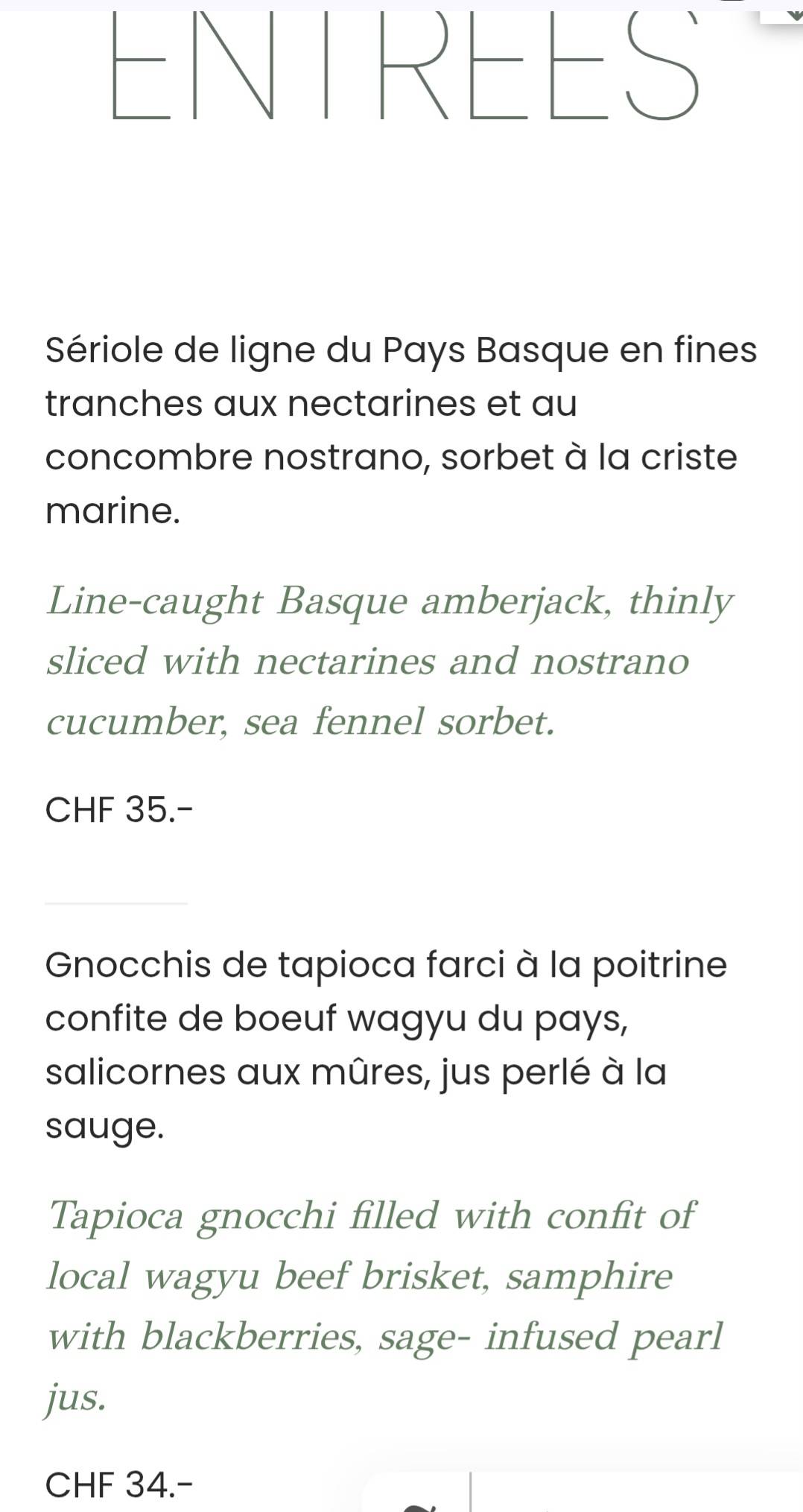 Menu di Jacques Restaurant 