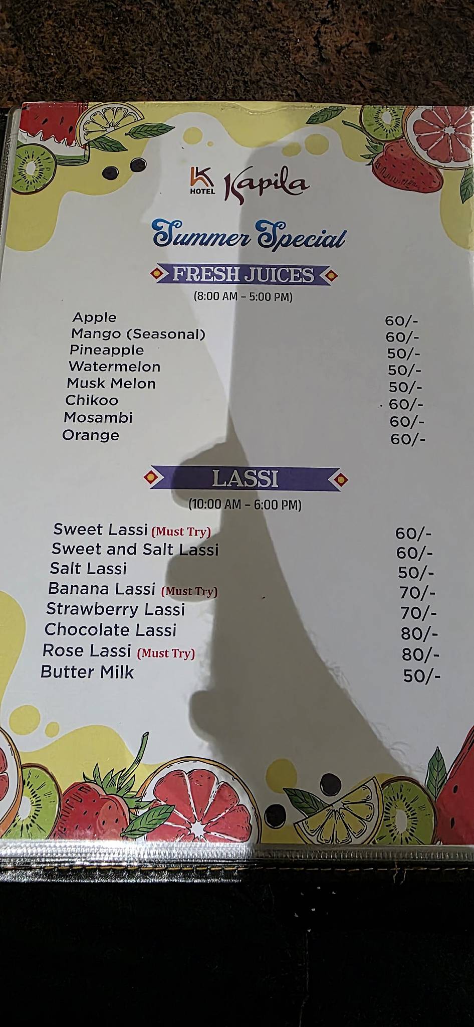 Jalpan By Kapila menu